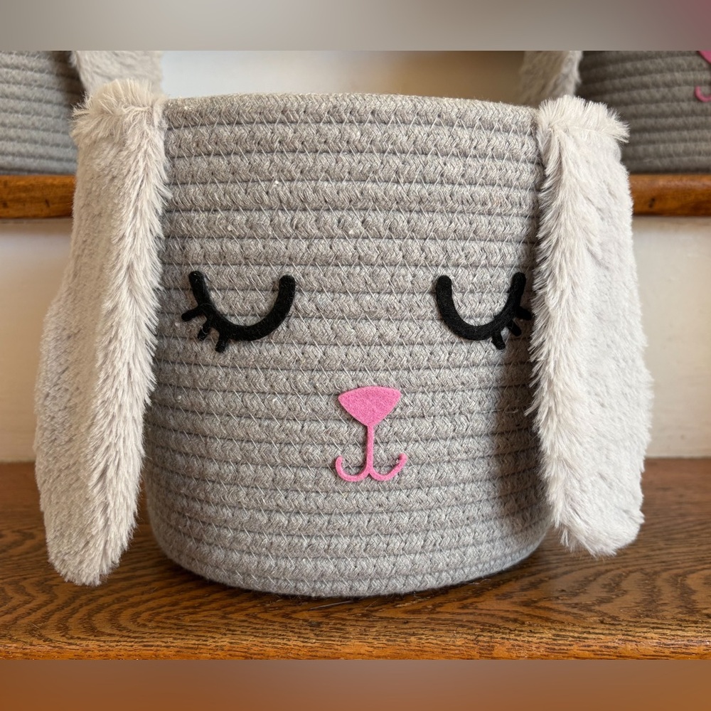 HD Designs 3 Pack Charming Gray Bunny Kids‎ Storage Basket